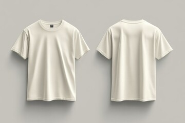 Fototapeta premium A plain white t-shirt displayed from the front and back for design or fashion purposes.