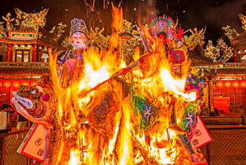 Taipei City, Taiwan - August 18, 2024: Every Hungry Ghost Festival, temples across Taiwan hold "zhongyuan pudu" salvation ceremonies to entertain wandering souls. 