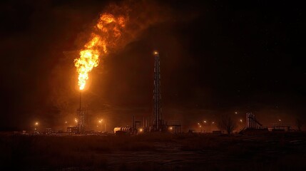 Dramatic Night Scene of an Industrial Facility