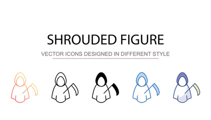 Shrouded figure icon design with white background stock illustration