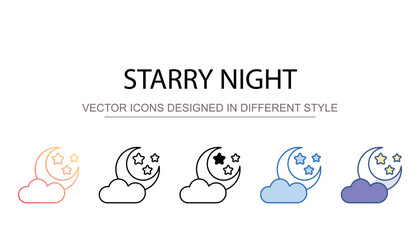 Starry night icon design with white background stock illustration