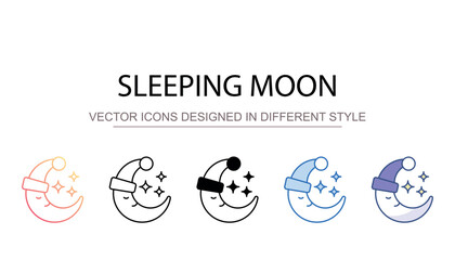 Sleeping moon icon design with white background stock illustration