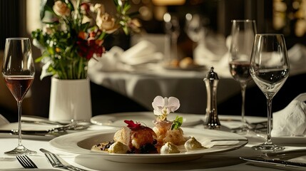 Fototapeta premium Elegant Dining Experience with Fine Cuisine
