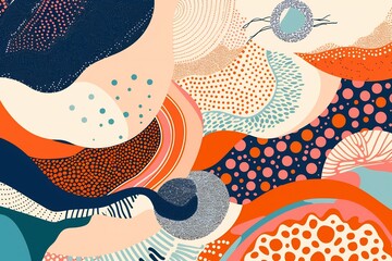Modern abstract vector art intricate tessellations and concentric circles in a vibrant color palette