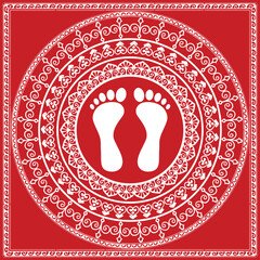 Aipan Design pattern for india festival vector red and white color	