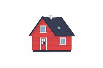 Fototapeta premium flat vector illustration of a single red coloured house, web design, white background 