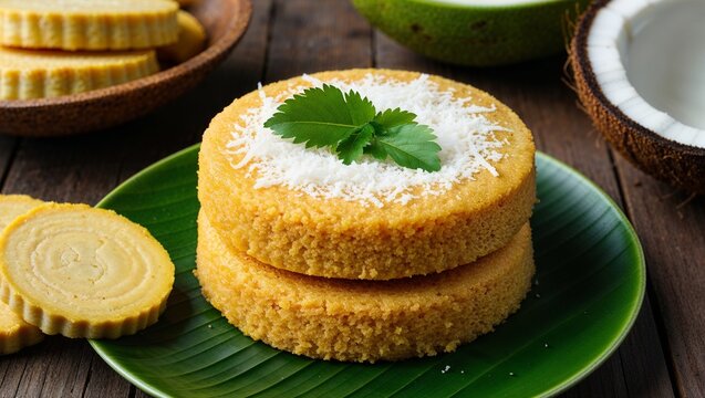 Surinamese bojo cassava and coconut cake closeup