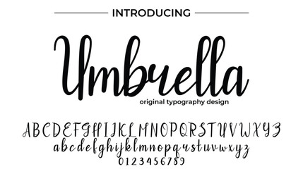 Umbrella Font Stylish brush painted an uppercase vector letters, alphabet, typeface