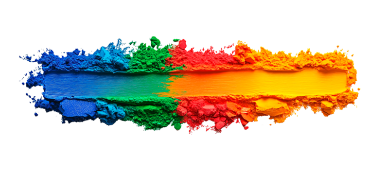 Isolated colorful rainbown like gradient powder burst for decorative element.