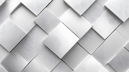 Fototapeta premium White square pattern. White silver geometric universal background for business presentation . Abstract elegant seamless pattern. Minimalist empty triangular BG. 