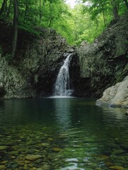 Fototapeta premium Serene Forest Waterfall