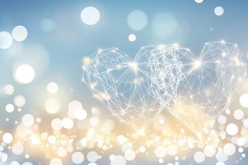 Geometric Hearts with Bokeh Background Symbolizing Love and Connection