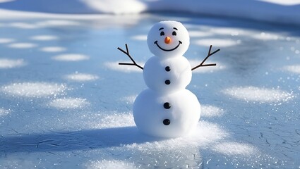 Ultra Realistic Winter Wonderland Cheerful Snowman Under Soft Natural Light.