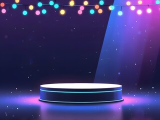 abstract pastel Glowing neon color christmas minimal bokeh background Round low stage for product presentation