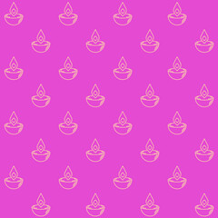 Oil Lamp Diwali Vector Seamless Pattern