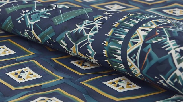 Modern geometric wallpaper hexagonal grids and latticework blended with tribal patterns in a vibrant dynamic design