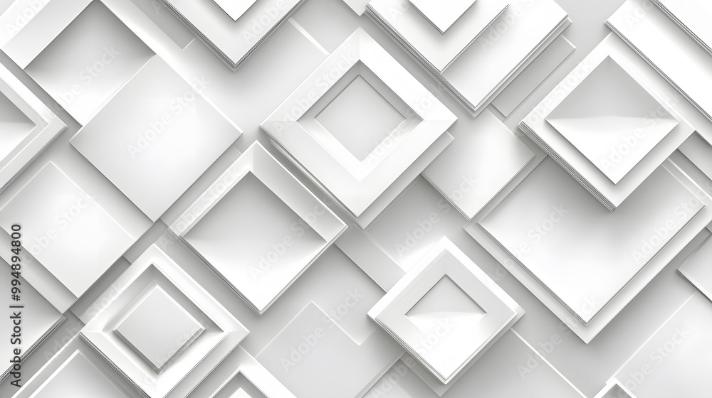Poster White square pattern. White silver geometric universal background for business presentation . Abstract elegant seamless pattern. Minimalist empty triangular BG. 
