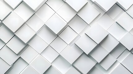 Fototapeta premium White square pattern. White silver geometric universal background for business presentation . Abstract elegant seamless pattern. Minimalist empty triangular BG. 