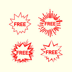 Free tag, badge flat style icon sign symbol vector illustration. Isolated on white background.