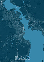 Hobart, Australia artistic blueprint map poster