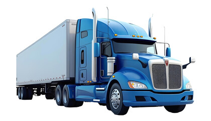 3D Render of a Blue Semi-Truck with Cargo Trailer – Transportation, Logistics, and Freight Delivery Vehicle