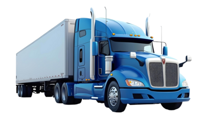 3D Render of a Blue Semi-Truck with Cargo Trailer – Transportation, Logistics, and Freight Delivery Vehicle