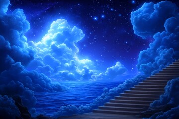 Serene Pathway to Bright Heaven in Lush Clouds