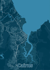 Cairns , Australia artistic blueprint map poster