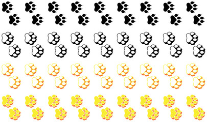 Set collections colourful stylish tiger Animal footprint icon. tiger paw print walking symbol vector illustration