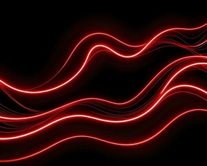 Obraz premium Abstract red neon light waves background