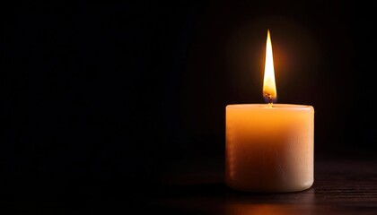 Single candle in the dark