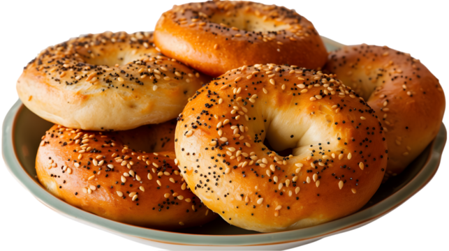 a dish of Bagels delicious isolated on transparent white background