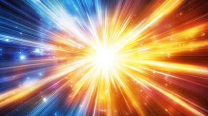Obraz premium Bright Light Beams Radiate Outward From Center, Abstract Space Background, Cosmic, Starry