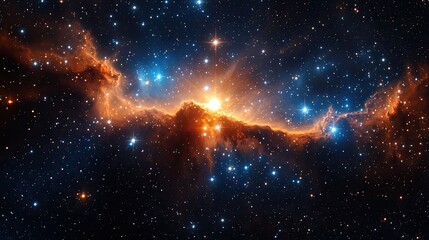 Obraz premium A star field in outer space shows a multitude of stars spread across the vast universe.