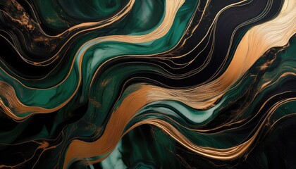 Abstract green & gold swirls