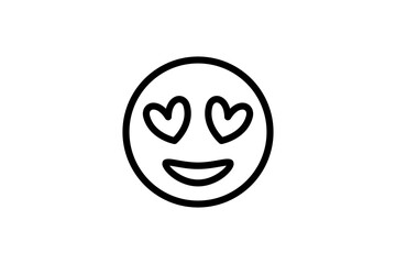Heart Eyes face emoji in line art. Emoticon vector icon.