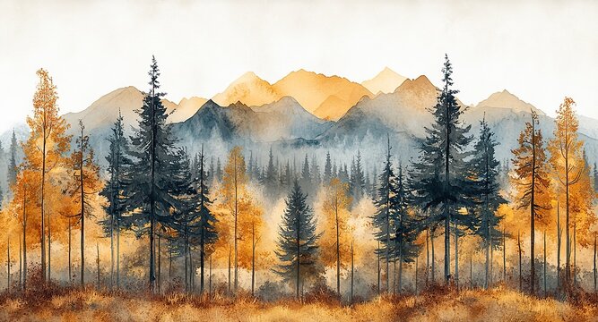 A watercolor illustration of a forest and trees, set against a white background for a clean, natural look.