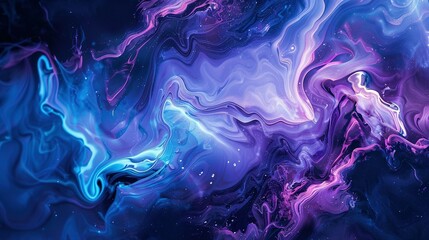 Fototapeta premium Abstract Blue and Purple Wave Patterns: Liquid Art Design