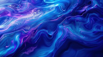 Obraz premium Abstract Blue and Purple Wave Patterns: Liquid Art Design