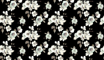 Abstract ikat floral pattern with dark background perfect for fabrics and decoration.