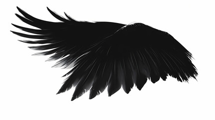 Naklejka premium Black wing silhouette on white background digital ai illustration. Digital Illustration. Illustration