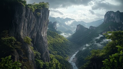 Dramatic Mountain Pass in Thailand Years Ago