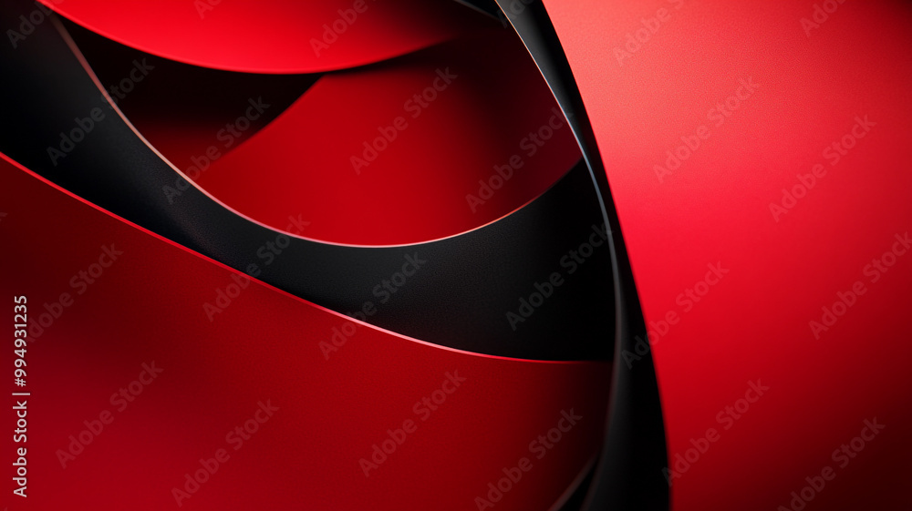 Poster abstract interplay of red and black shapes creating a vibrant artistic composition