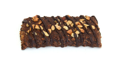 Honey bars with peanuts on white background