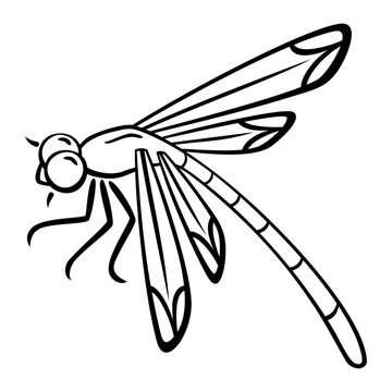black and white dragonfly in flight clip art preview