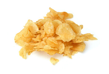 The image of the potato chips isolated on white