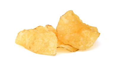 The image of the potato chips isolated on white