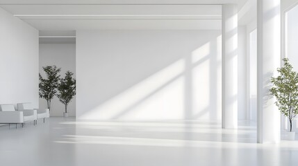 White open space office interior, mock up wall. 