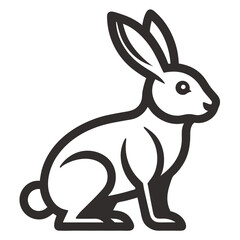 Rabbit silhouette black line art icon vector illustration