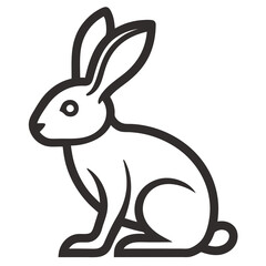 Rabbit silhouette black line art icon vector illustration